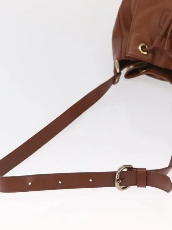 Burberrys Purse Shoulder Bag Leather Brown Gold Auth - Picture 9 of 15